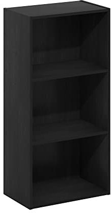 Furinno Luder 3-stufiges Bücherregal mit offenem Regal, Schwarzholz, Schwarzes Holz