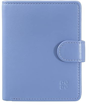 DUDU Portefeuille Femme en Cuir Véritable Petit Porte Carte RFID en Cuir avec Fermeture Éclair, Fermeture Extérieure Bleu Pastel