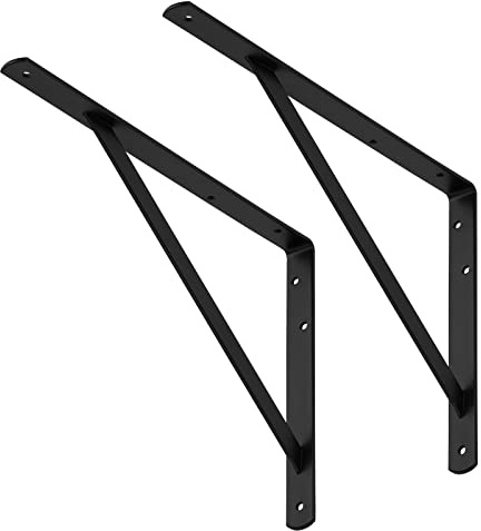 1 Paar (2 Stück) Schwerlastkonsole, 400 x 275 x 30 mm, schwarz, Stahl | Regalkonsole und Regalträger aus Stahl.