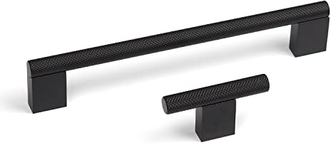 160mm Textured Knurled Matt Black Boss Kitchen Cupboard Handle Cabinet Door Drawer Furniture Pull