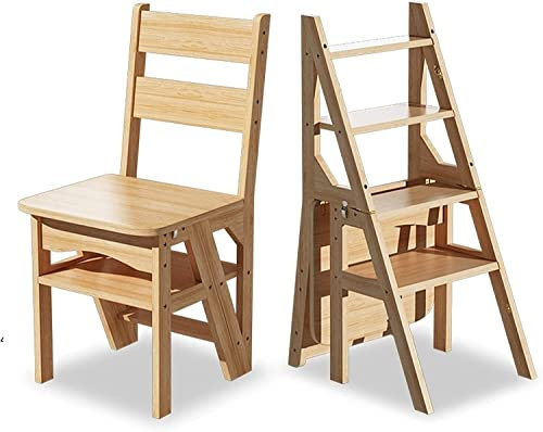 Klappbarer Tritthocker Leiter Stuhl Holz Trittleiter Stuhl Haushalt Falten 4 Stufen Leiter Hocker Stehleiter/Treppenstühle, Faltbare Bibliothek Kletterleiter Tritthocker Für Küche Und Büro, Heavy Duty