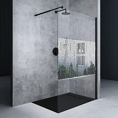 Mai & Mai Duschwand für Dusche Duschabtrennung 140x200cm Walk-In Schwarz ESG-Sicherheitsglas 10mm NANO Glas BRAM3 Bremen2DM