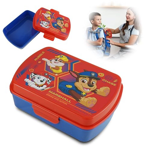 Paw Patrol Lunchbox aus Kunststoff für Kinder, BPA-frei, süße Sandwichbox, Lebensmittelbehälter, auslaufsicher, tragbare Lunchbox für Kinder, Teenager, Jungen, Mädchen, für Büro, Schule, Camping,