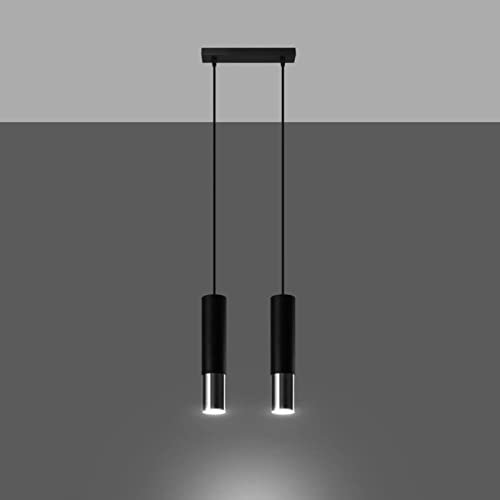famlights | Pendelleuchte Loys in Schwarz und Chrom GU10 2-flammig