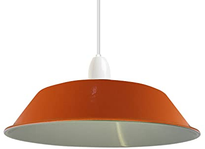 DC VOLTAGE 36cm Metal Orange Pendant Lampshade Easy Fit | Various Type Indoor Lampshade for Bedroom, Hallway, Office Industrial Kitchen Hanging Light Shade Pendant