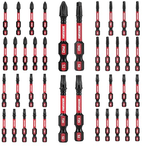 GEINXURN Impact Tough Phillips Square Torx Schraubendreher-Bits, 40 Stück, T20/T25/PH2/SQ2 5