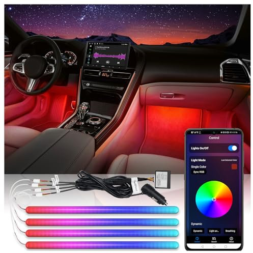 ATOTO LED Innenbeleuchtung Auto mit App-Steuerung, 160 LEDs RGB LED Strip Innenraumbeleuchtung Auto Zubehör mit 16 Millionen Farben Schaltbar, Musikmodi Sie ändert Sich mit dem Klang, CI-FLT01