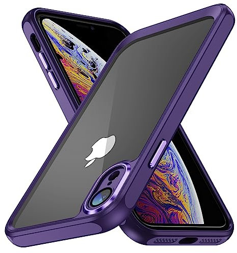 AIOVETEAB Cover Per iPhone XR,Obiettivo per Fotocamera Protezione Completa, Telefono Custodia Antiurto,Retro Antigraffio Trasparente,Viola