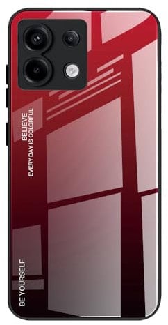 Dedux Funda para Xiaomi Redmi Note 13 Pro 5G, Carcasa Degradado de Color Vidrio Templado Anti-rasguños Funda, TPU de Silicona Suave Case Cover (Rojo/Negro)