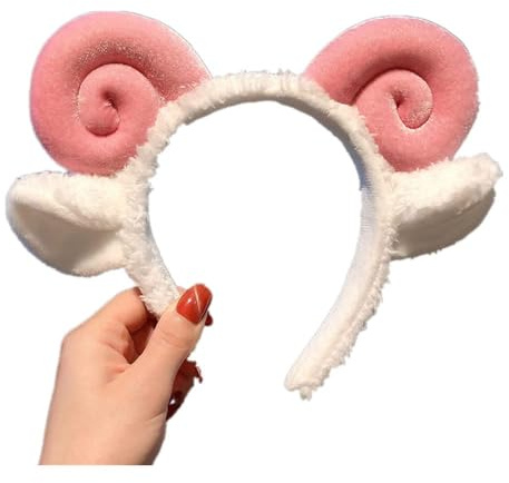 Black Sugar Serre-tête Adulte Cornes Oreilles Animal Mouton Bélier Mignon Japonais Déguisement Costume Cosplay Soirée Convention Taille Unique (Rose)