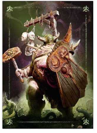 Displate Offiziell Warhammer MetallPoster Magnetische Befestigung Inklusive Lizenziert Bilder Hochwertiges Poster Age of Sigmar Maggotkin Lord of Blights 45 cm x 32 cm