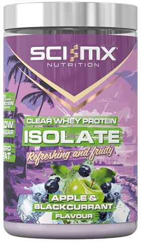 SCI-MX Clear Whey Isolate Protein - Apple and Blackcurrant Flavour - Lean Formula for Muscle Growth & Maintenance • Zero Fat • Low Sugar • Non-GMO • 400g • 21g Protein per Serving