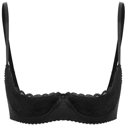 Runhomal Women's 1/4 Cup Lace Shelf Bra Brassiere Tops Underwire Push Up Sponge Bras Bandeau Bra