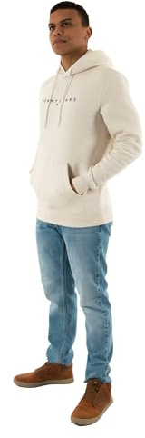 Tommy Jeans Mens Tjm Reg Linear Logo Ext Dm0dm20746 Pullover Hoodie, Grey, XL UK