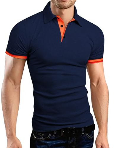 Lässiges, modisches, farbblockierendes Sport-T-Shirt für Herren mit Stehkragen und kurzen Ärmeln Uhr Digital Armbanduhr Klein (NY2, M)