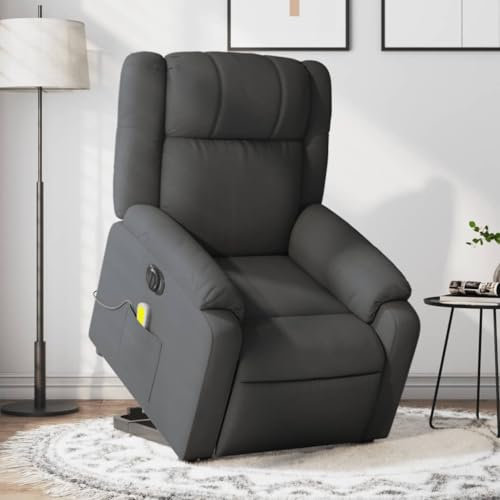 Homgoday Elektrischer Massagesessel mit Aufstehhilfe, Aufstehsessel, Fernsehsessel, Relaxsessel mit Liegefunktion, Ruhesessel Liegesessel, TV Sessel, für Wohnzimmer Dunkelgrau Stoff