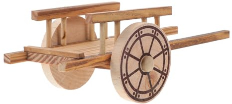 VICASKY Miniatur Holzspielzeug Wagen Kinder Dekoration Robuster Kleiner Gartenwagen Trolley Modell für Schreibtisch und Landschaft