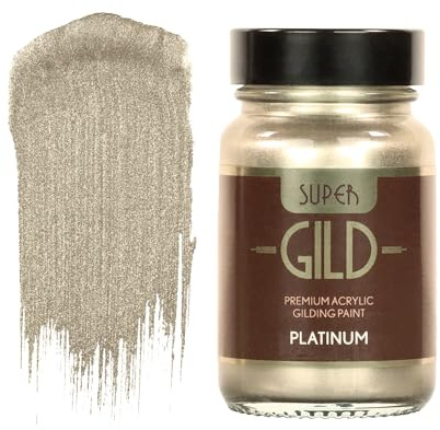 Guild Lane Super GILD Platinum Acrylic Paint - High Pigment Metallic Enamel for Wood, Metal, Ceramics, Glass, Plastic, Canvas & More - Water-Based, Non-Tarnish Finish - 60ml