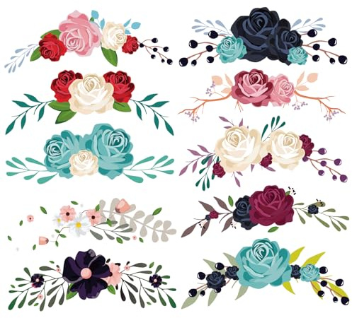 50Pcs Flower Iron on Sticker Heat Transfer Patches, Iron on Decals for T Shirts Flower Appliques Decals