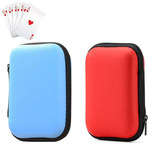 ARROMI 2 Stück Spielkarten Box, Kartenbox Spielkarten, Praktische Spielkarten-Transparentem, Leere Kartenbox, für Karten Aufbewahrung Visitenkarten Sammelkarten, 11 x 7.5 x 4 cm (Blau Rot)