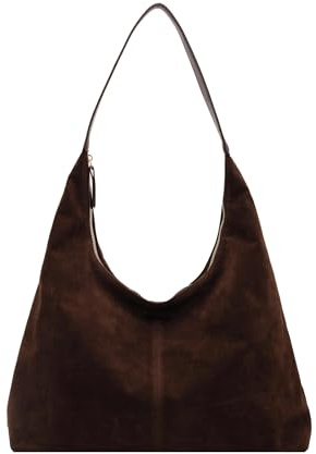 HiTotes Wildleder-Tragetasche, Wildleder-Hobo-Taschen für Damen, große Slouch-Tasche, Wildledertasche, Hobo-Tasche, Wildleder-Halbmond-Umhängetasche, Arbeitstasche
