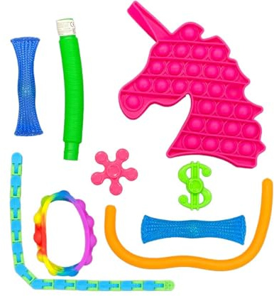 Hot Bargains 9Pack Pop Fidget Toys Sensory Toys Pack for Kids and Adults, Anxiety & Concentration Aid, Autism Party Bag Fillers