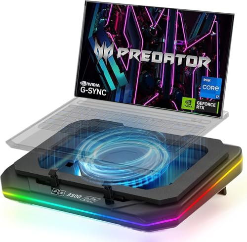 Cooling Pad for Acer Predator Helios 16 18 300 500 (Neo 16 18 AI) Triton 14 AI 14 17 X 300 SE 700 900 14-18in Gaming Laptop,Cooler with Ultra Powerful Booster Turbo Cooling Fan,RGB Light,Touch Start