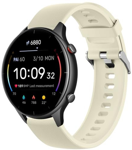 YLK Cinturino per Amazfit GTR 3, Cinturino Silicone di Morbido Traspirante per Amazfit GTR 3 Pro/GTR 2e/GTR 2/GTR 47mm/Amazfit Stratos 3/Stratos 2/Stratos (Bianco avorio)