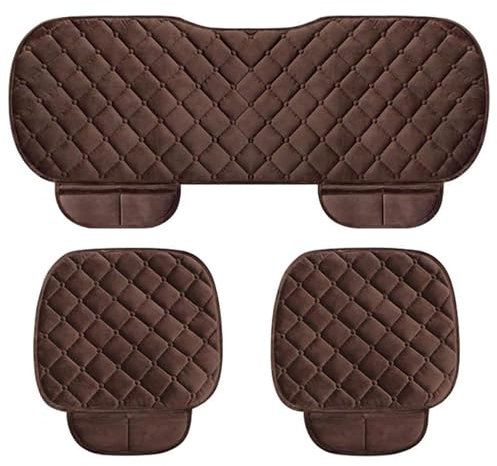 JZWJNFYY Auto rutschfest Sitzauflagen, für OPEL Corsa-E (Elektro) 2019-2024 Autositzauflage Plüsch Sitzbezüge, Autositzbezug Vordersitz und Rücksitz Kissen Schonbezüge Abdeckung,C/Brown