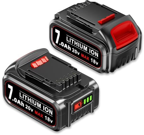2 PACK DCB200 18V 7.0Ah Lithium-ion Battery Replacement for Dewalt 18V Battery Compatible with Dewalt Power Tool DCB200 DCB184 DCB180 DCB181 DCB182 DCB201 DCB200-2