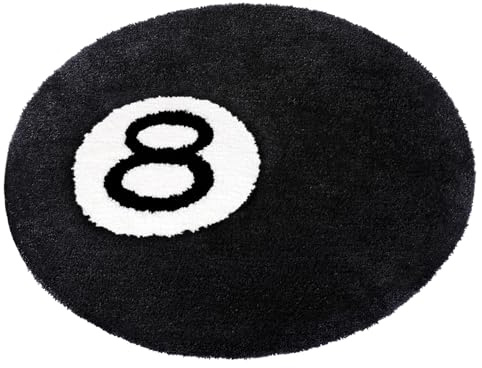 8 Ball Rug - 24 inch Black Round Carpet Billiard Pool 8 Ball Carpet, Non-Slip Flocking Floor Bath Mat Alt Room Decor Soft Y2K Rug Hypebeast Doormat for Bedroom Für Streetwear Deko Jugendzimmer
