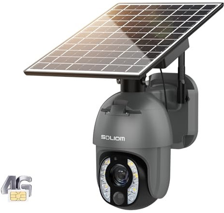 SOLIOM 5MP Security Camera Outdoor with 10X Optical Zoom, 4G LTE Cellular Security Cameras for Home Security with Battery & Solar Powered, Human Detection, Spotlight Color Night Vision, Auto Tracking