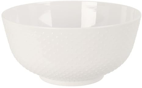 Carousel Home Large Embossed White Salad Bowl | Garden Picnic Kitchen Plastic Serving Bowl | Outdoor Dining Tableware Serving Dish - 25x12cm