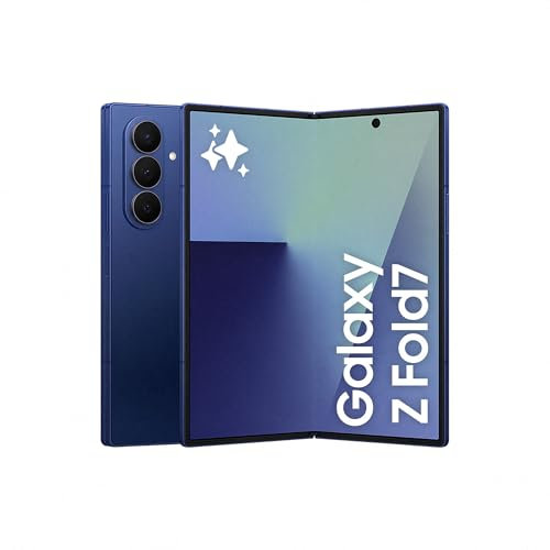 Samsung Galaxy Z Fold7 AI Phone, Thin and Light Foldable Design, Large Screen, 200MP Camera, 1TB Storage, 12GB Memory, 4400 mAh Battery, Blue Shadow, 3 Year Extended Warranty (UK Version)
