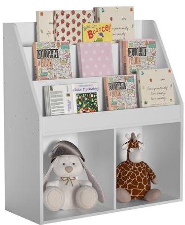 VCM Holzregal | platzsparendes Kinder Regal | Maße: H. 80 x B. 73 x T. 30 cm | Elegantes Regal stehend | Aufbewahrungsbox | Bücherregal | Aufbewahrungsregal - Besira M white