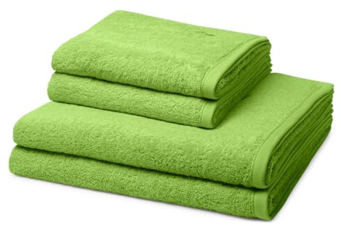 Ross - 4 teiliges Frottier-Set - Vita (2 X Handtuch 2 X Duschtuch im Set) - 520 g/m2 - Baumwolle - Walkfrottee - saugstark - weich und flauschig - Kiwi