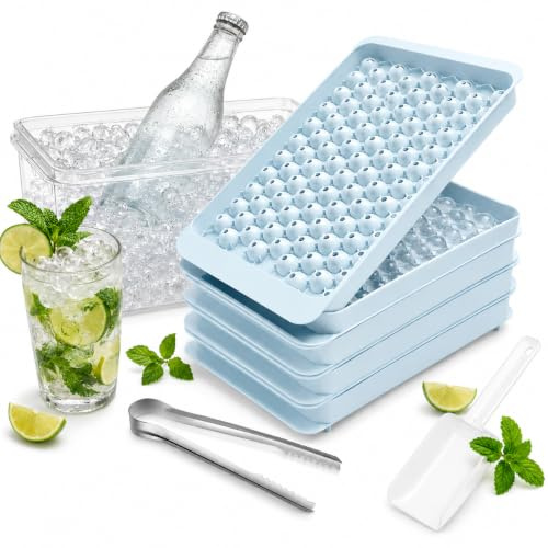 KANDONEX Eiswürfelform mit Deckel, 4er Set, 416 Kugeln | Vielseitiges Barzubehör für Drinks Cocktails und Eiskaffee