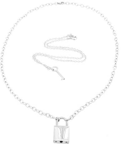 Healeved 2 Pezzi Collana Punk con Lucchetto e Chiave Catena Clavicola in Inossidabile per Uomo e Donna Gioielli Eleganti e Originali per Uso Quotidiano e Party