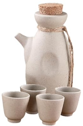 WEKADRIN Juego De Sake Cerámica 1 Botella 300 Ml 50 Ml, Conjunto De Vino para Servir En Casa, Restaurante o Té
