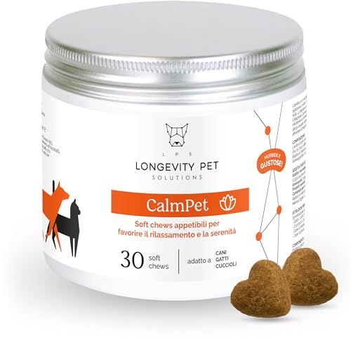 LPS CalmPet – Beruhigendes Hundefutter für bellen Hunde, Stressergänzungsmittel in Soft Chews, natürliche Beruhigungsmittel bei Angst, Gewitter und Neujahr, entspannend für Hunde – Longevity Pet