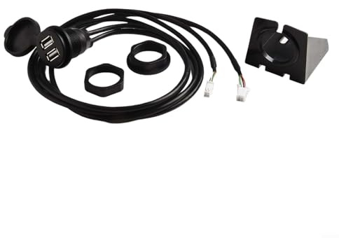 Adaptador de cable de extensión de montaje en panel de puerto USB dual con interfaz de audio de 4+6 pines para instalación de salpicadero de coche, enchufe ABS negro de 145 cm
