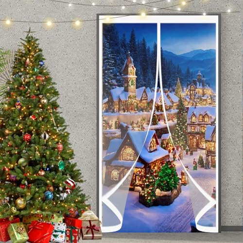 Puerta Cortina Invierno 200 x 80 cm No Requiere Perforación, Aislamiento para El Invierno, Fácil de Instalar Cortina Térmica Magnética para Puertas para Interior Exterior, A