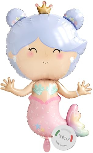 balloa Folienballon Meerjungfrau Mermaid, XXL Geburtstagsdeko, 79 cm | Meerjungfrau im Pastell-Unterwasser-Design, XXL, heliumgeeignet, ungefüllt, für Mermaid Party und Mädchengeburtstag
