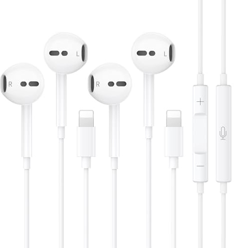 Wired Headphone [MFi Certified] In Ear Headphones for iPhone Stereo Noise Earphones Built-in Microphone & Volume Control Compatible with iPhone 14 Pro/13/12/11/SE/XR/XS/X/iPad Pro/All iOS 2-Pack