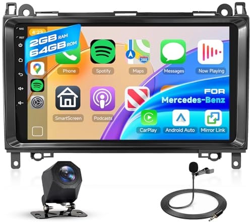 Hodozzy 2G+64GB Android Autoradio für Mercedes-Benz B200 B-Klasse B160 B170 B180 W169 W245 W639 W906 Vito Viano Sprinter Wireless Carplay Android Auto, Radio 7 Zoll Touchscreen Navi WiFi Bluetooth