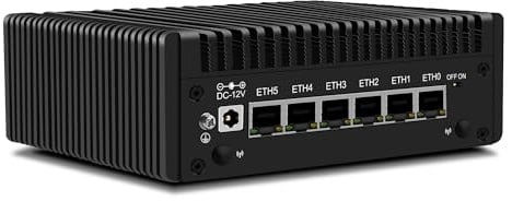 CWWK Mini PC Core i3 N300 Firewall Appliance, OPNsense Mini Computer mit 6 Port i226-V 2.5GbE LAN, F5 Fanless Micro PC ohne RAM/SSD/OS, USB Type-C, 4K 3-Display, TF, AES-NI