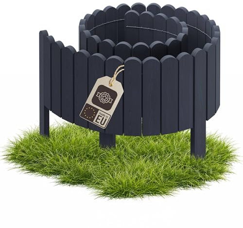 be4nature Flexible Holz Beeteinfassung 10 x 200 cm Grau Imprägnierte Rollborder Beetumrandung Gartenzaun Deko Palisade Mähkante