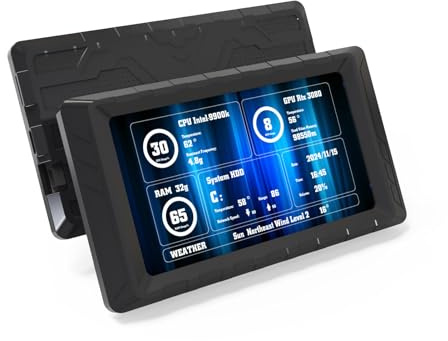 Elprico 5-Zoll-Computer-Temperaturmonitor, PC-Gehäusebildschirm, Dynamisches Design Unterstützt, FHD 854 X 480 LCD-Display für Computer-GPU-CPU-Temperatur, Speicher, Festplatte, D (Black)