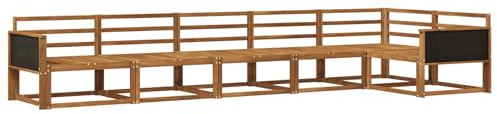 vidaXL Outdoor-Sofagarnitur 6 pcs Natur Massivholz Akazie, Akazien-Lounge-Set, moderner Outdoor-Sofa, langlebiges modulares Sofa, wetterfester Garten-Sitz