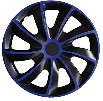 Eight Tec Handelsagentur (Farbe & Größe wählbar) 14 Zoll Radkappen, Radzierblenden Quad Bicolor (Schwarz/Blau) passend für Fast alle Fahrzeugtypen (universal)
